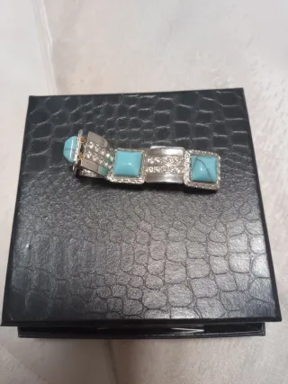 Pulsera Turquesas y Cristal Plata