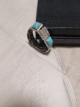 Pulsera Turquesas y Cristal Plata