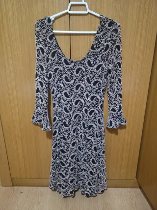 Vestido estampado paisley manga larga