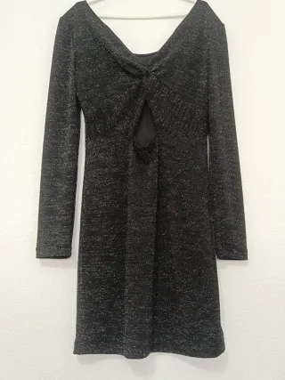 Vestido fiesta Amisu plateado espalda descubierta