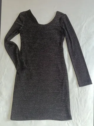 Vestido fiesta Amisu plateado espalda descubierta