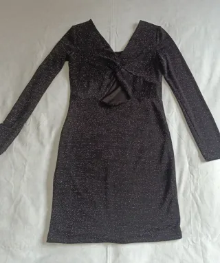 Vestido fiesta Amisu plateado espalda descubierta