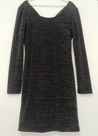 Vestido fiesta Amisu plateado espalda descubierta