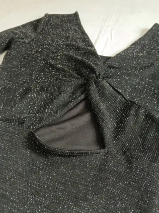 Vestido fiesta Amisu plateado espalda descubierta