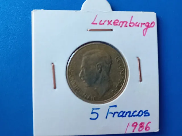 Moneda 5 Francos Luxemburgo 1986