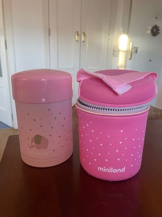 Termo Miniland y bolsa térmica rosa