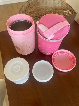 Termo Miniland y bolsa térmica rosa