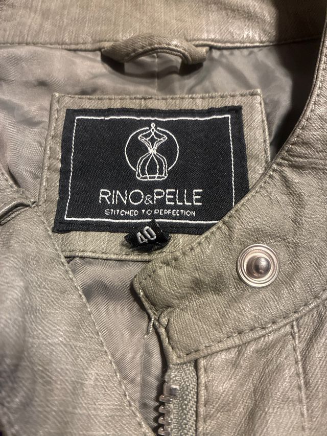 Chaqueta de piel Rhonpelle verde oliva mujer