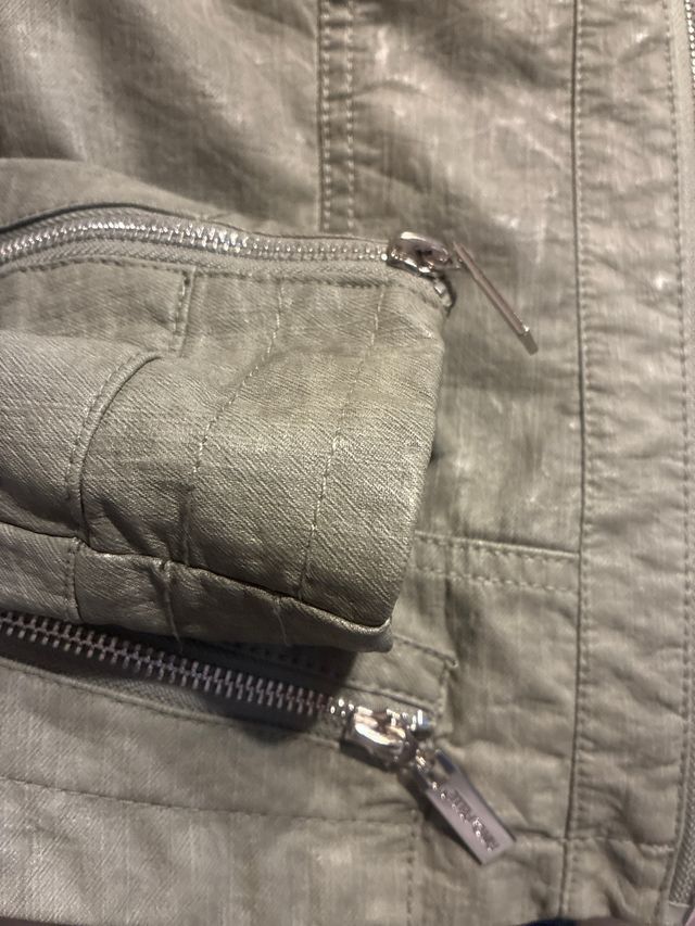 Chaqueta de piel Rhonpelle verde oliva mujer