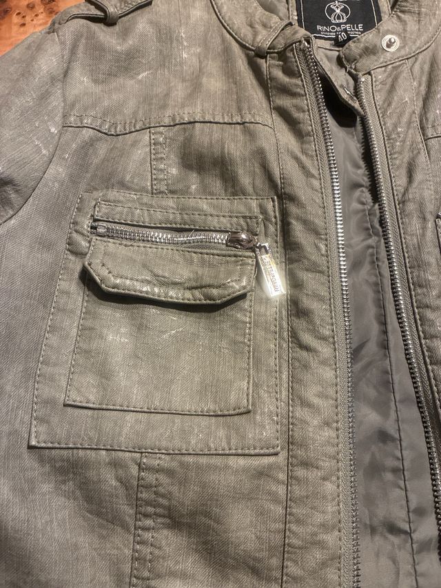 Chaqueta de piel Rhonpelle verde oliva mujer