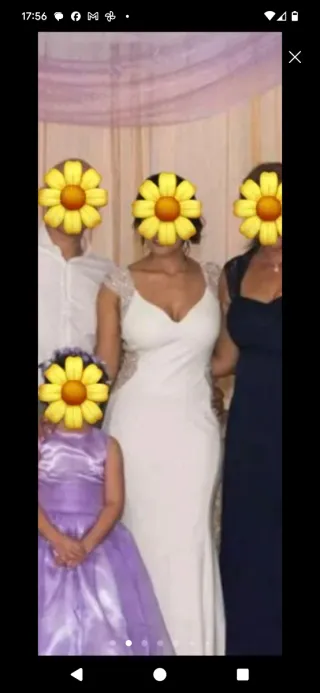 Vestido de novia blanco y morado