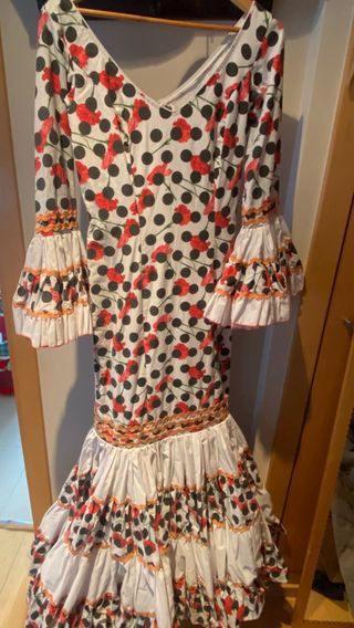 Vestido Flamenca Canastera Lunares Rojos