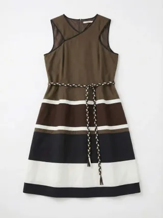 Vestido mujer marrón y blanco