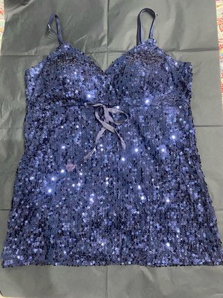 Camiseta de lentejuelas azul marino