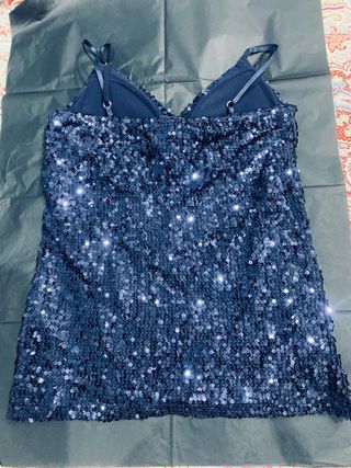 Camiseta de lentejuelas azul marino