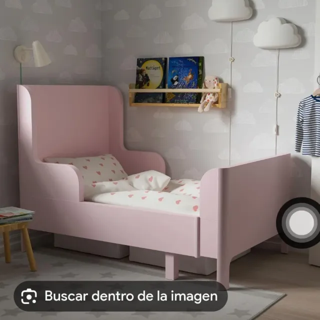Armario infantil rosa con cama extensible y colcho