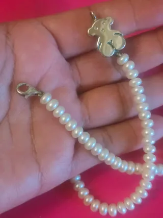 Collar Tous Perlas Oso Plata