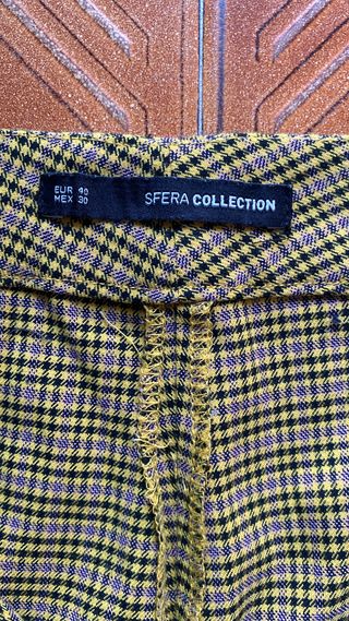 Pantalón cuadros mujer verde y amarillo