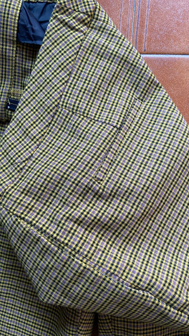 Pantalón cuadros mujer verde y amarillo