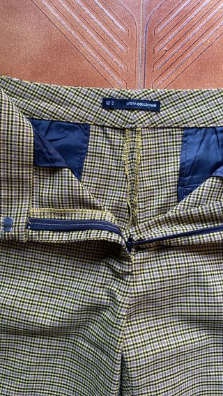 Pantalón cuadros mujer verde y amarillo