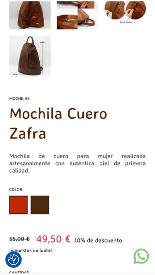 Mochila Cuero Artesanal Marrón
