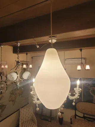 Lampada a sospensione vetro opalino anni '60