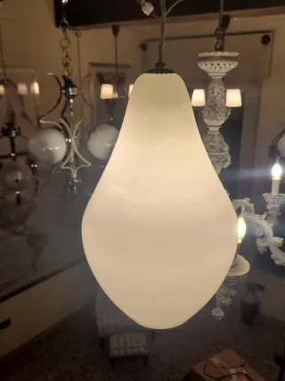 Lampada a sospensione vetro opalino anni '60