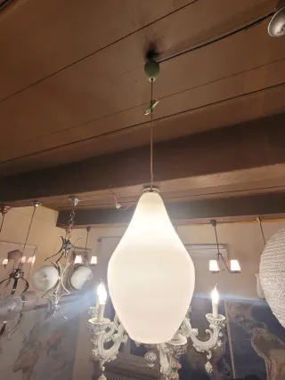 Lampada a sospensione vetro opalino anni '60