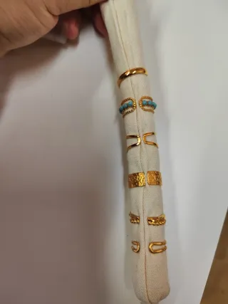 Conjunto 7 Anillos Dorados Turquesa Ajustables