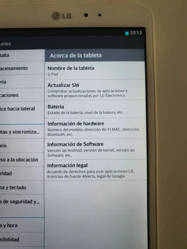 Tablet LG G Pad Blanca