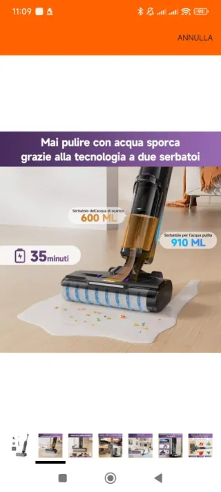 Redkey W15 Aspirapolvere Lavapavimenti Senza Filo