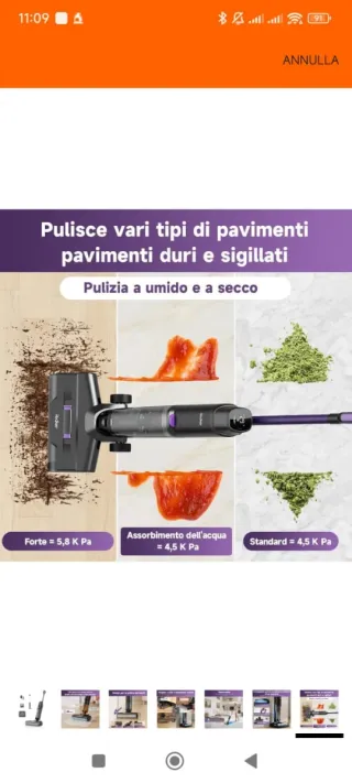 Redkey W15 Aspirapolvere Lavapavimenti Senza Filo