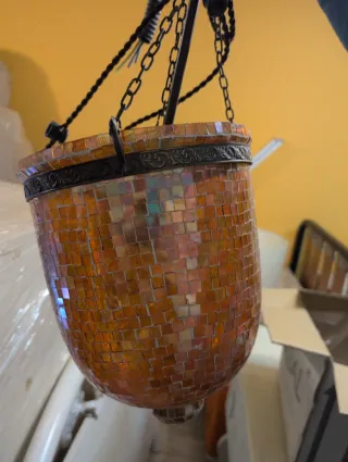 Lámpara colgante de cristal mosaico dorado