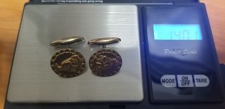 Gemelos suecos antiguos de plata dorada