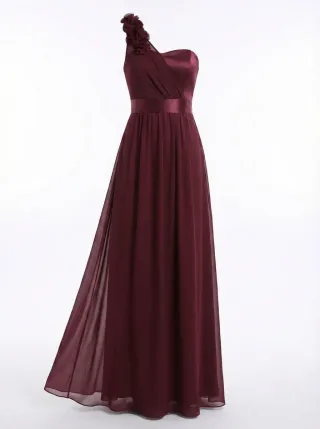 Vestido largo de fiesta granate