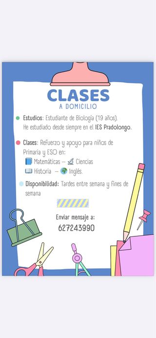 Clases a domicilio de estudiantes de Biología