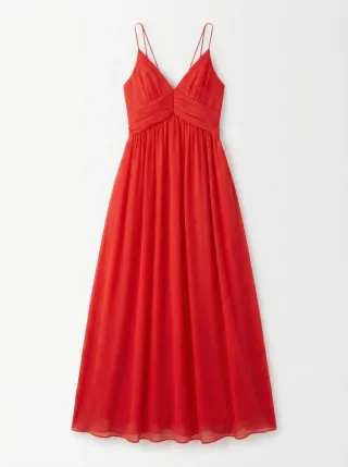 Vestido largo rojo de fiesta mujer