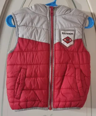 Gilet bimbo rosso e grigio