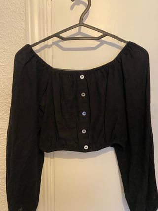 Top negro Pull&Bear manga larga