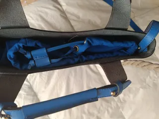 Bolso Zara Piel Búfalo Azul Grande Perforado