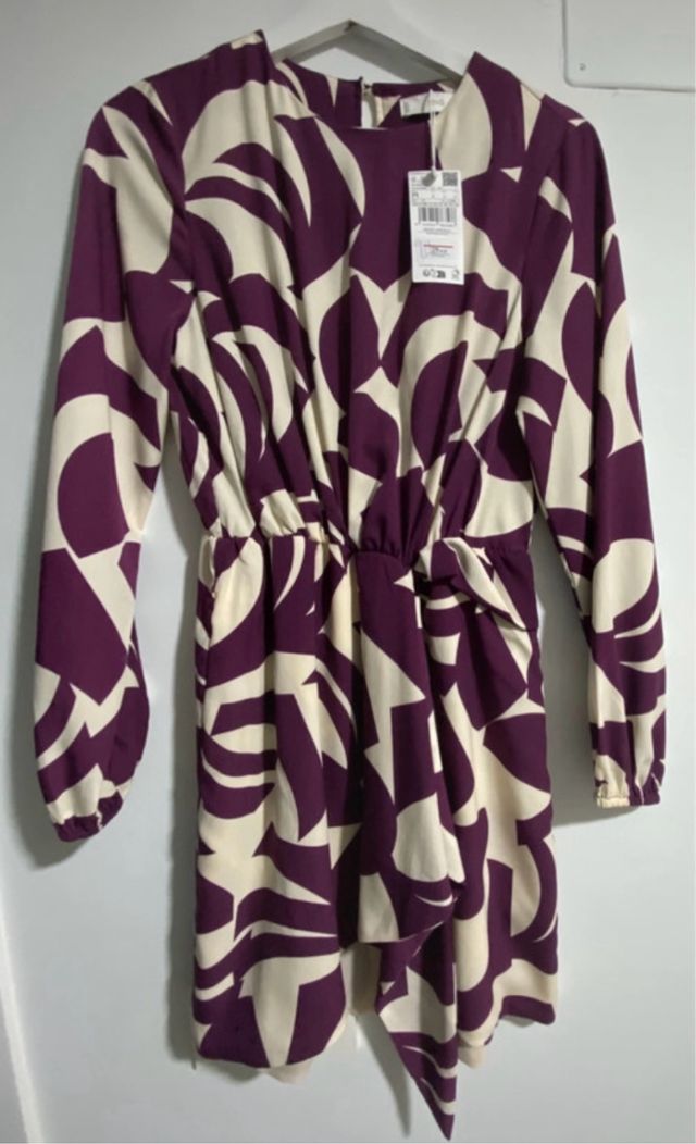 Vestido Mango corto manga larga estampado T.M