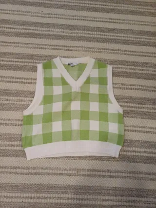 Chaleco cuadros verde blanco Talla única