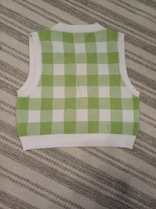 Chaleco cuadros verde blanco Talla única