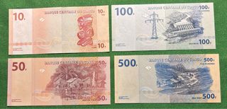 Banconote Congo 10, 50, 100, 500 Franchi