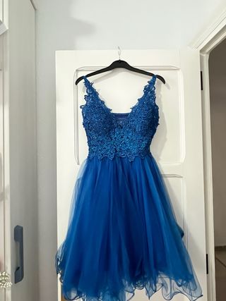 Vestido corto lentejuelas azul