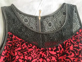 Vestido fiesta romántico rojo y negro