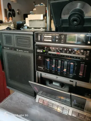 Philips BOOM BOX Radio Cassette CD Plata VINTAGE