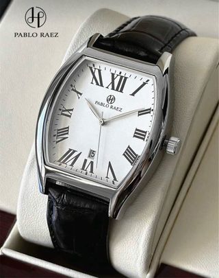 Reloj Cuero Negro Blanco