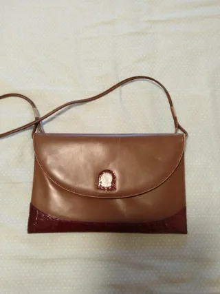 Pertegaz Cartera Piel Vintage Marrón Roja