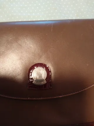 Pertegaz Cartera Piel Vintage Marrón Roja